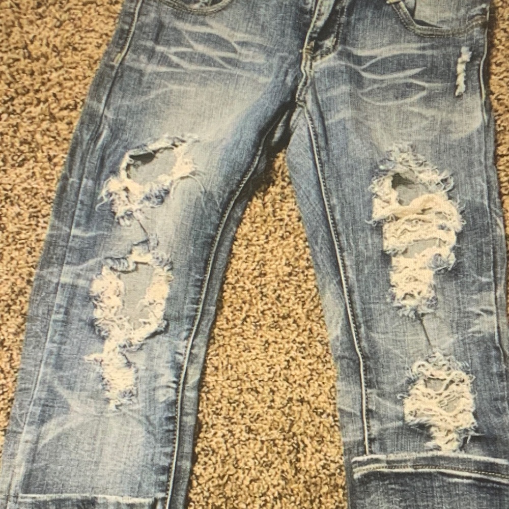 Machine Faded Blue Ripped Skinny Jeans